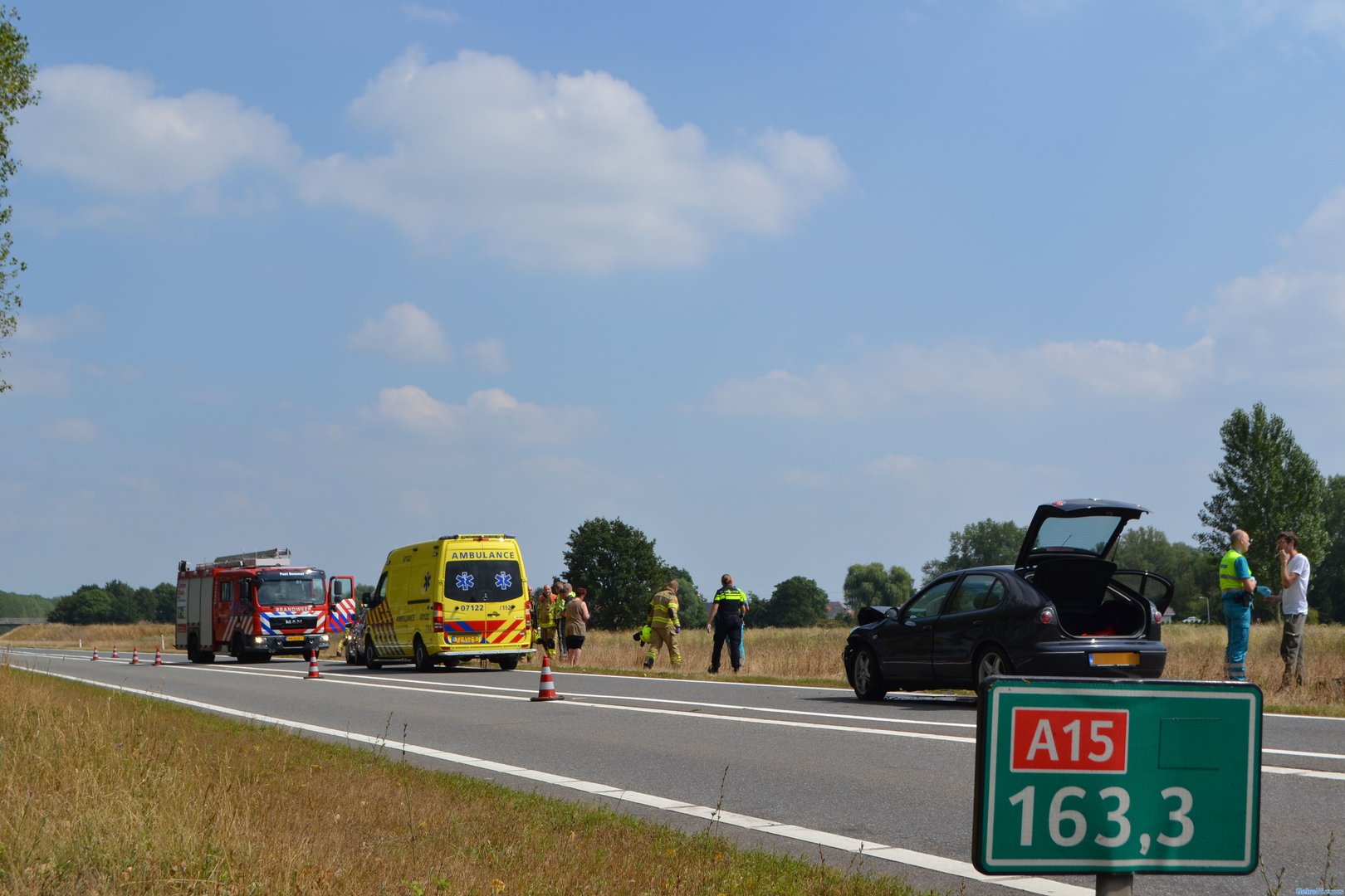 Kopstaart botsing op de A15 bij Bemmel zorgt voor oponthoud