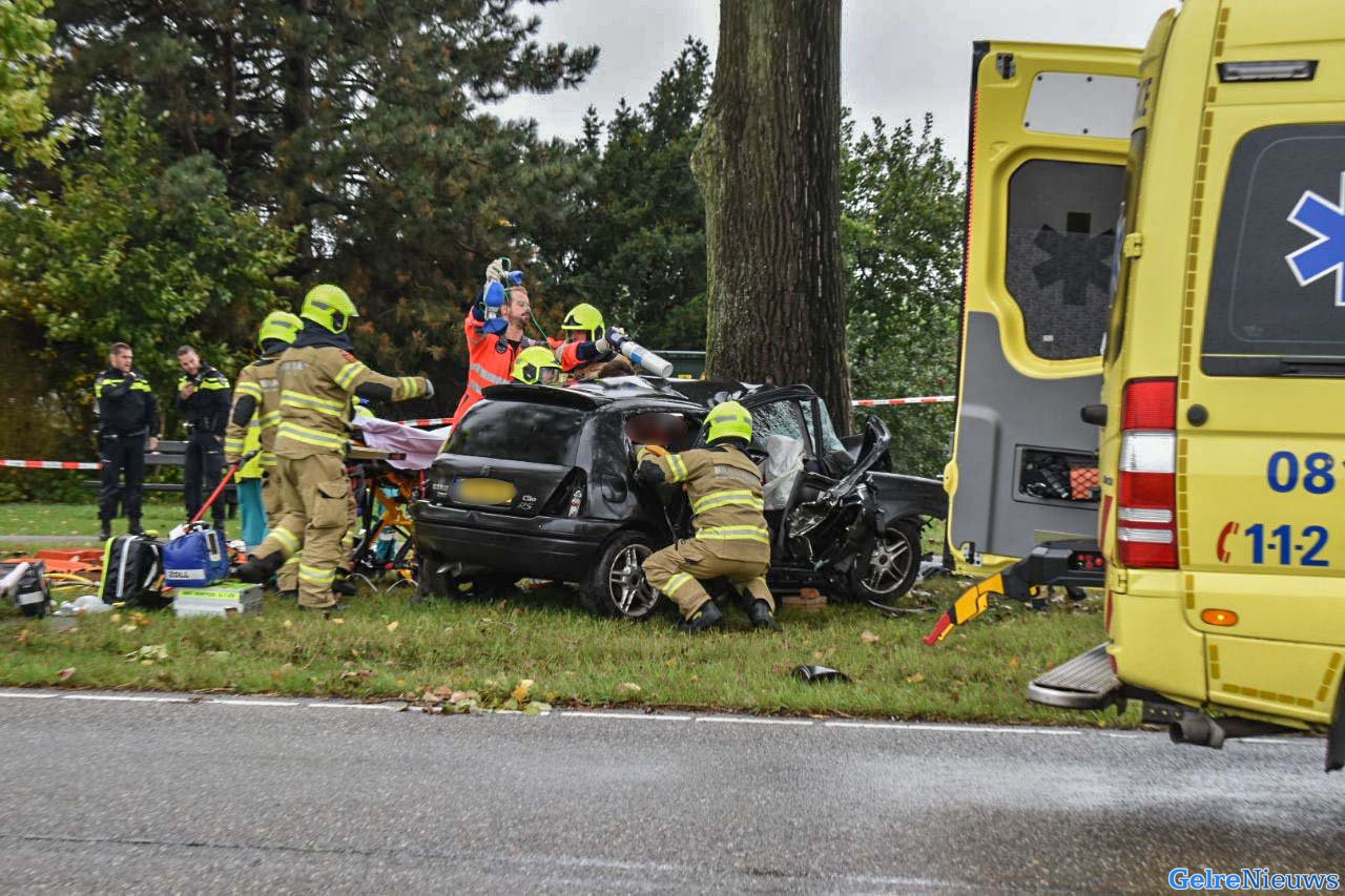 Automobilist overleden na frontale botsing met boom