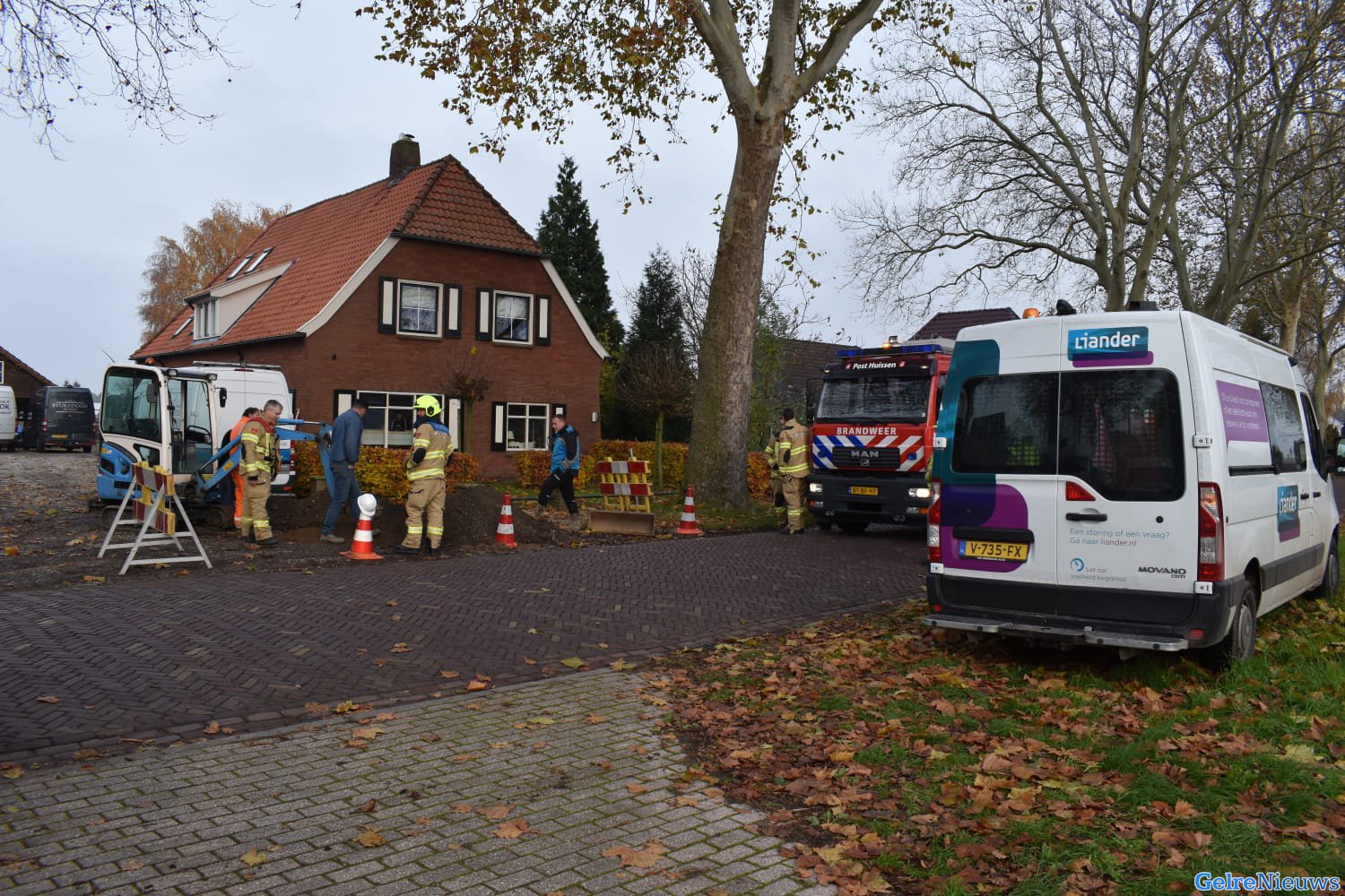 Gasleiding kapot getrokken bij graafwerkzaamheden in Huissen