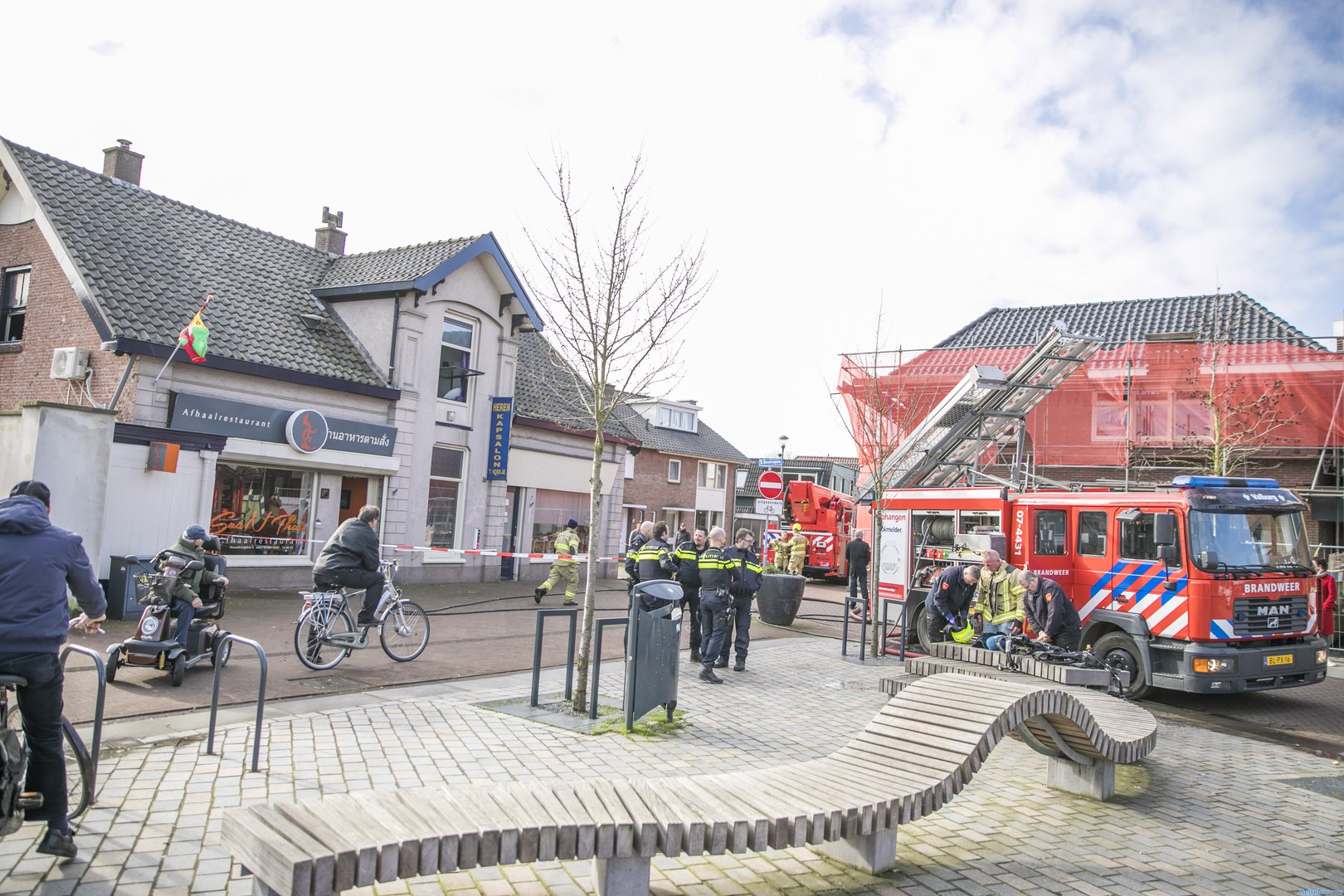 Brand in centrum van Elst