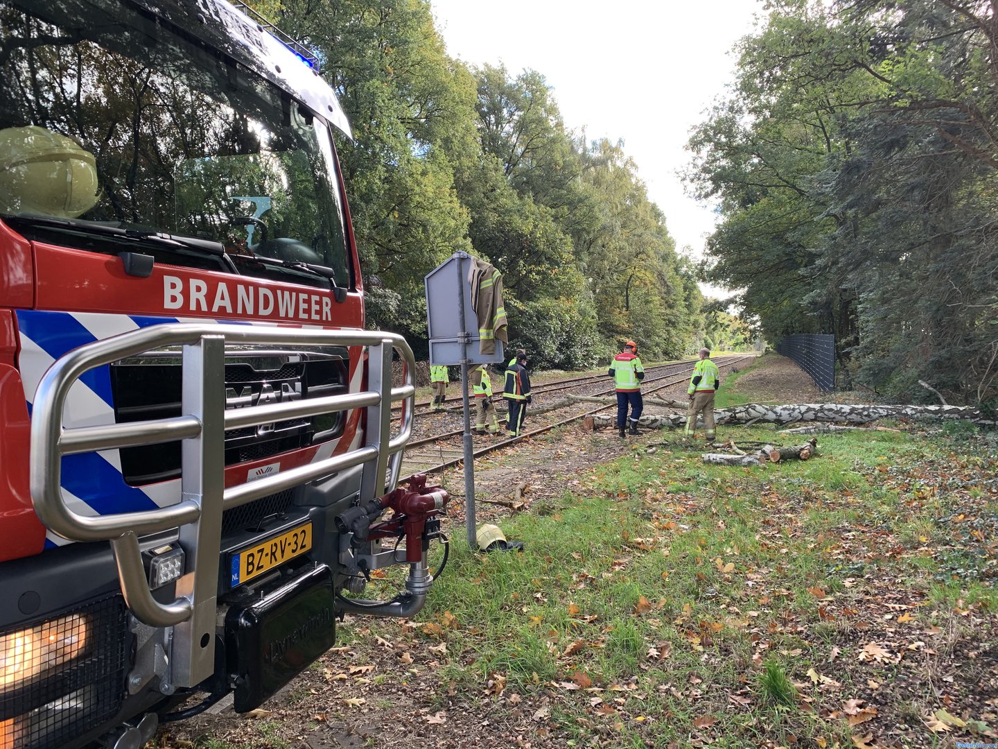 Boom valt op spoor in Eerbeek