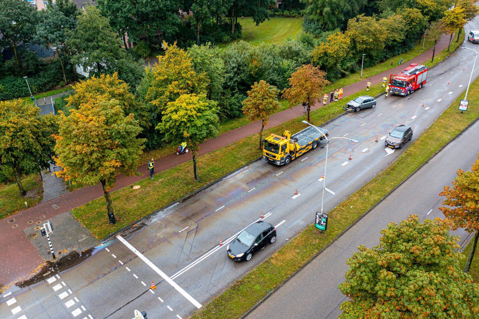 Groot olievlek op weg waarschijnlijk boosdoener van eenzijdig ongeval