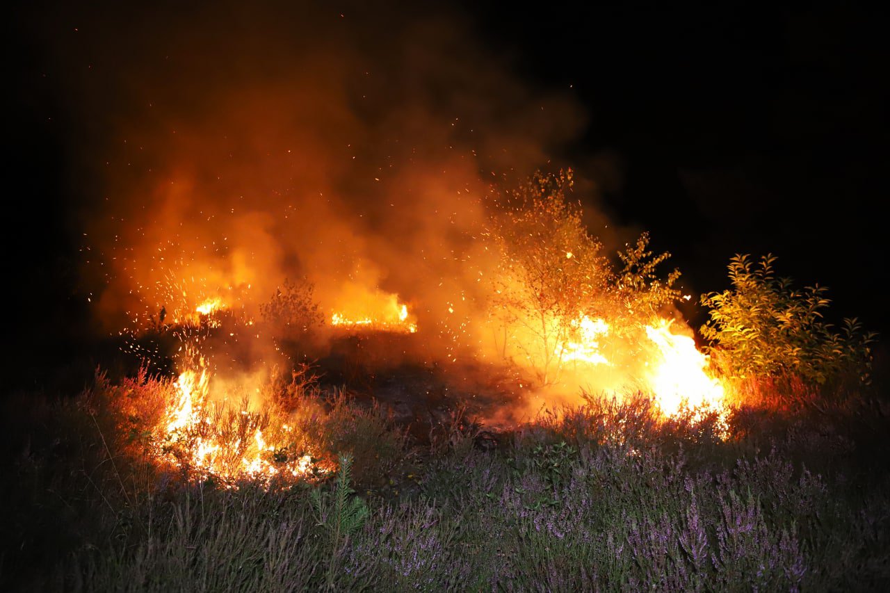 Felle heidebrand ontdekt door automobilist