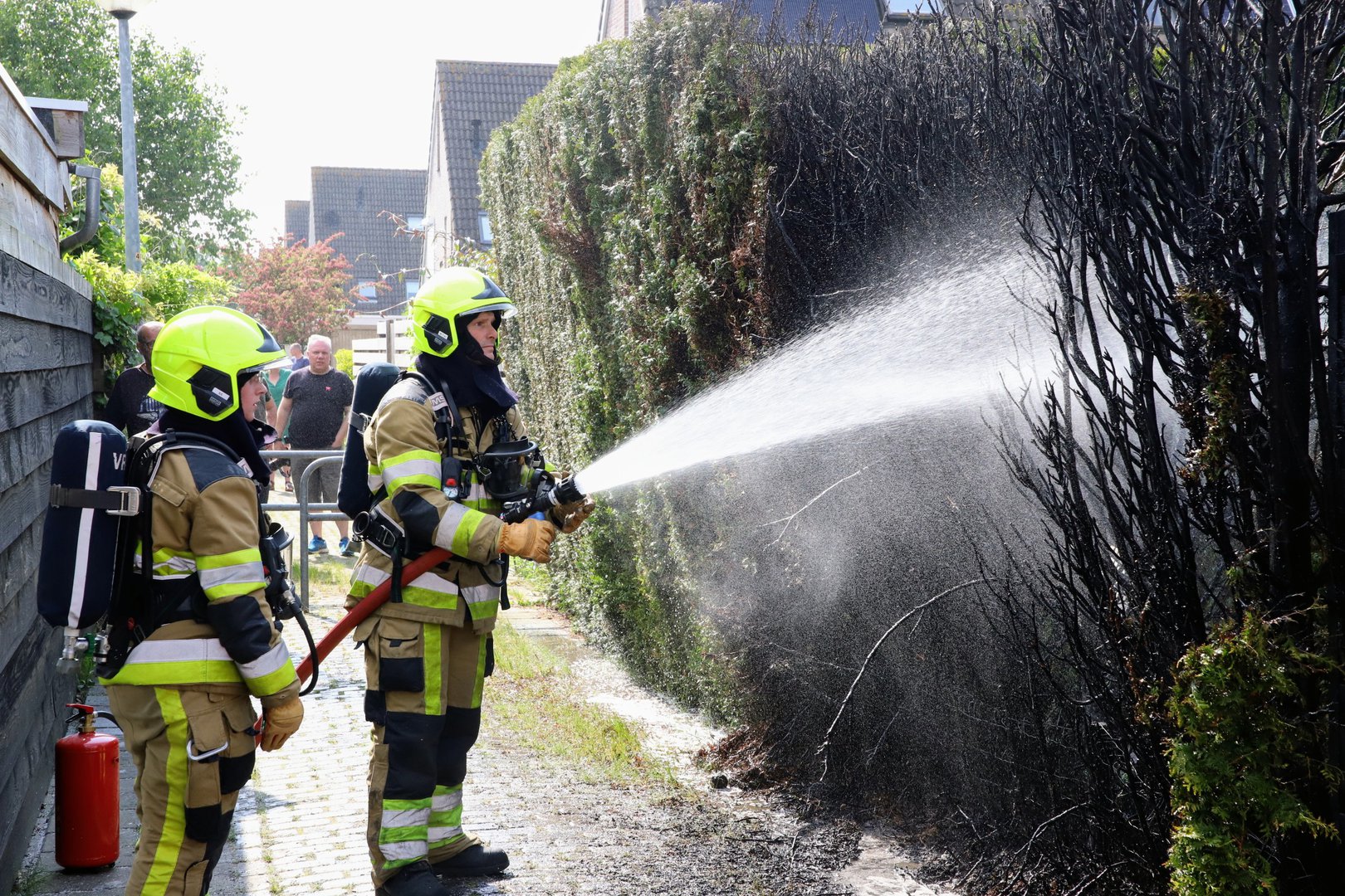 Coniferenhaag gaat in vlammen op door onkruidverbrander