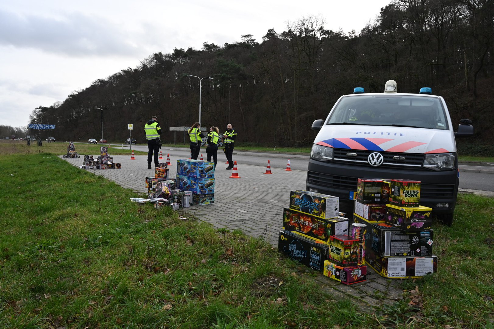 Inbeslagname van vuurwerk bij grenscontrole