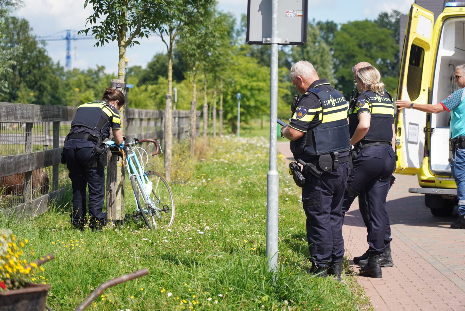 Wielrenner slaat over de kop door kunstof drempel