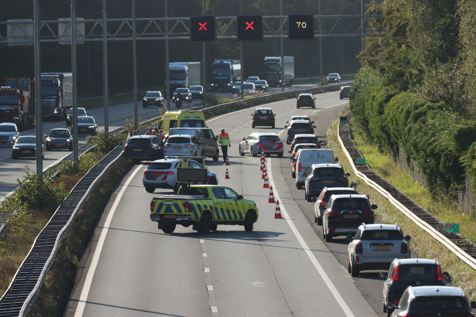 Ongeval op A1 veroorzaakt lange file