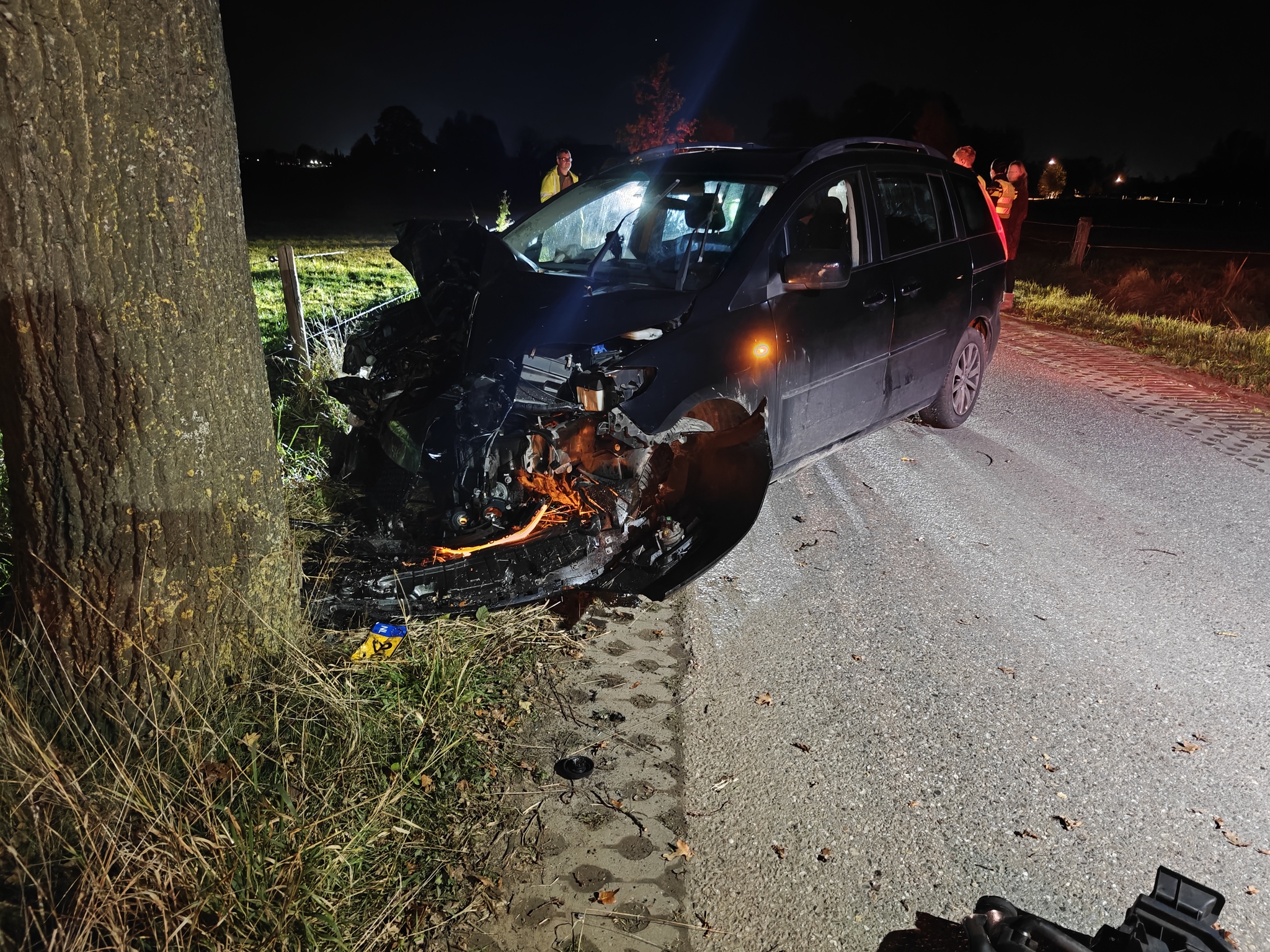 Auto crasht tegen boom, bestuurder gewond