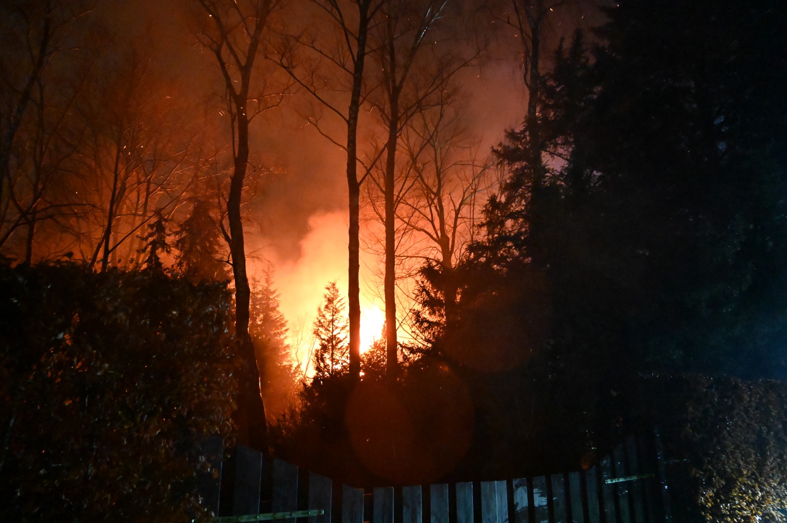 Woning volledig in lichterlaaie in bosrijk gebied