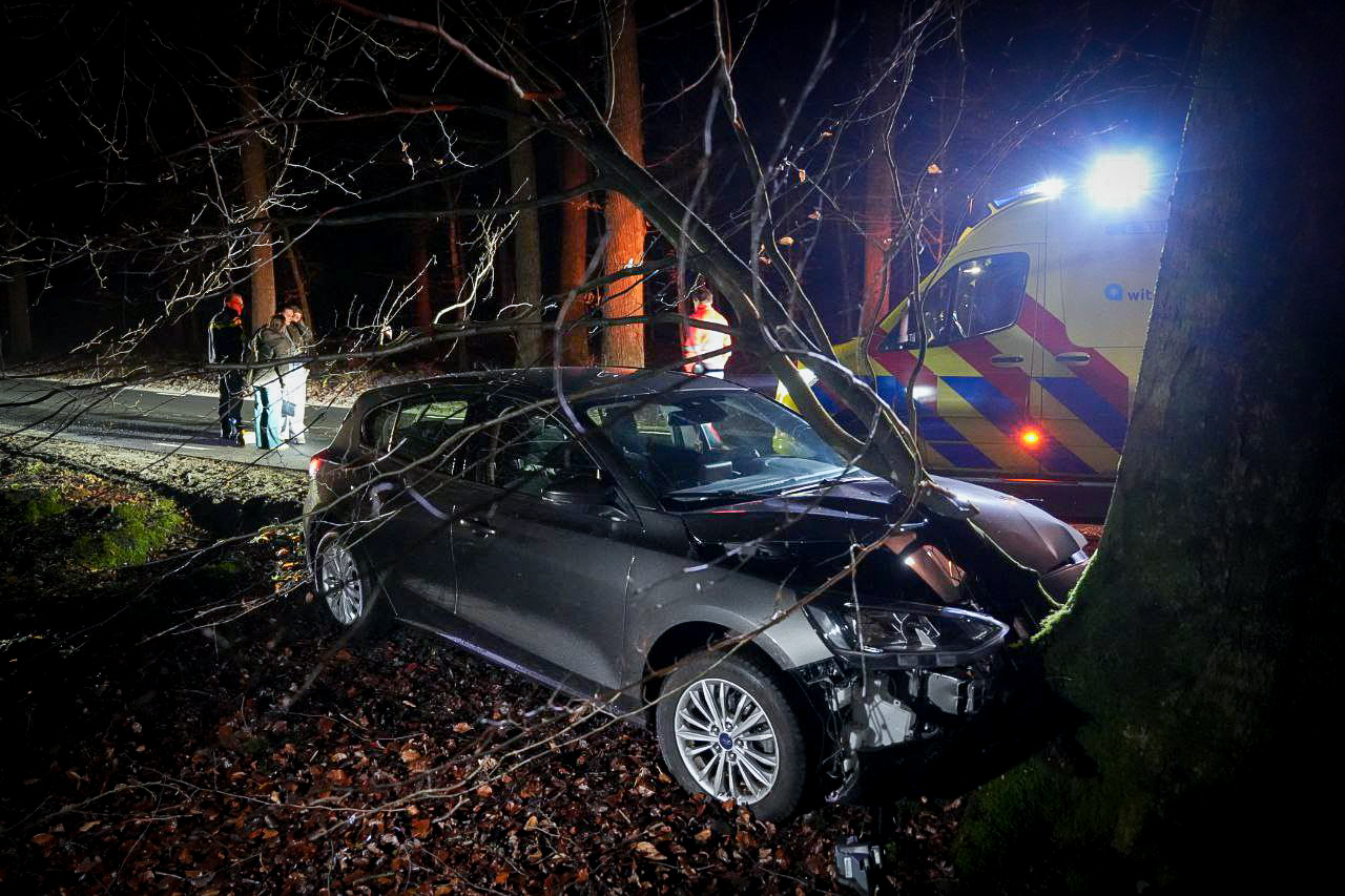 Automobiliste knalt tegen boom