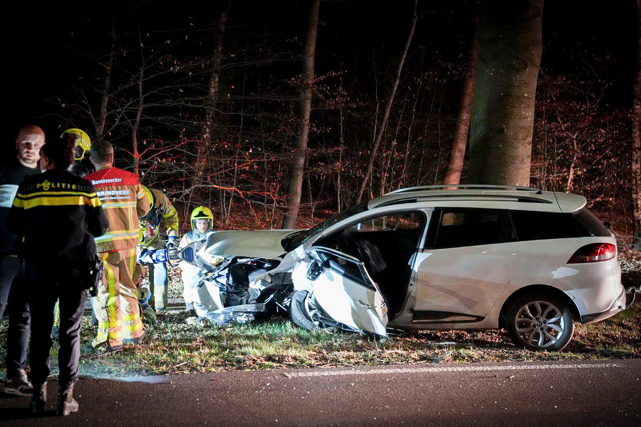 Automobilist gewond bij botsing tegen boom